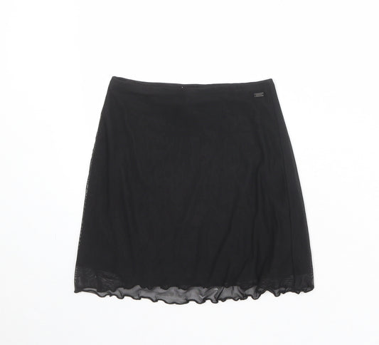 Pull&Bear Womens Black Polyester A-Line Skirt Size XS
