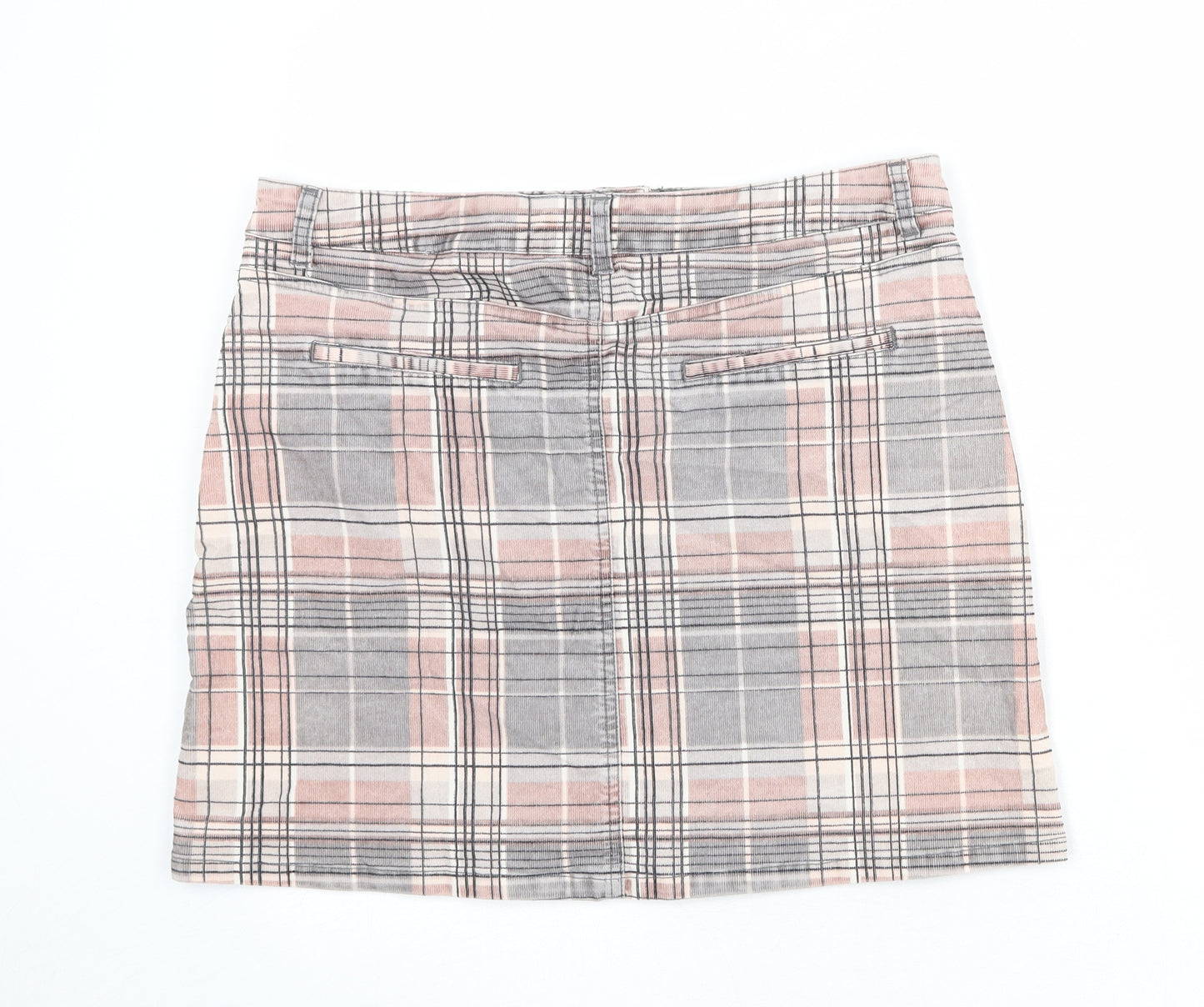 NEXT Womens Multicoloured Plaid Cotton A-Line Skirt Size 14 Zip
