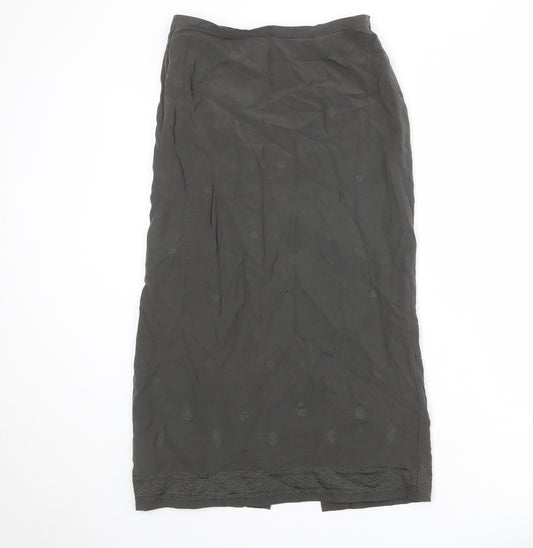 Debenhams Womens Green Geometric Modal A-Line Skirt Size 12 Zip