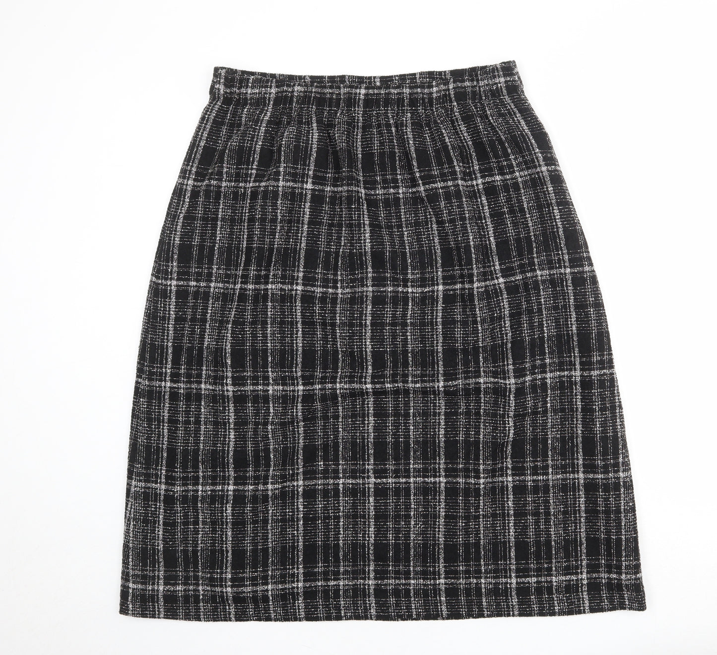 Classic Womens Black Plaid Polyester A-Line Skirt Size 16