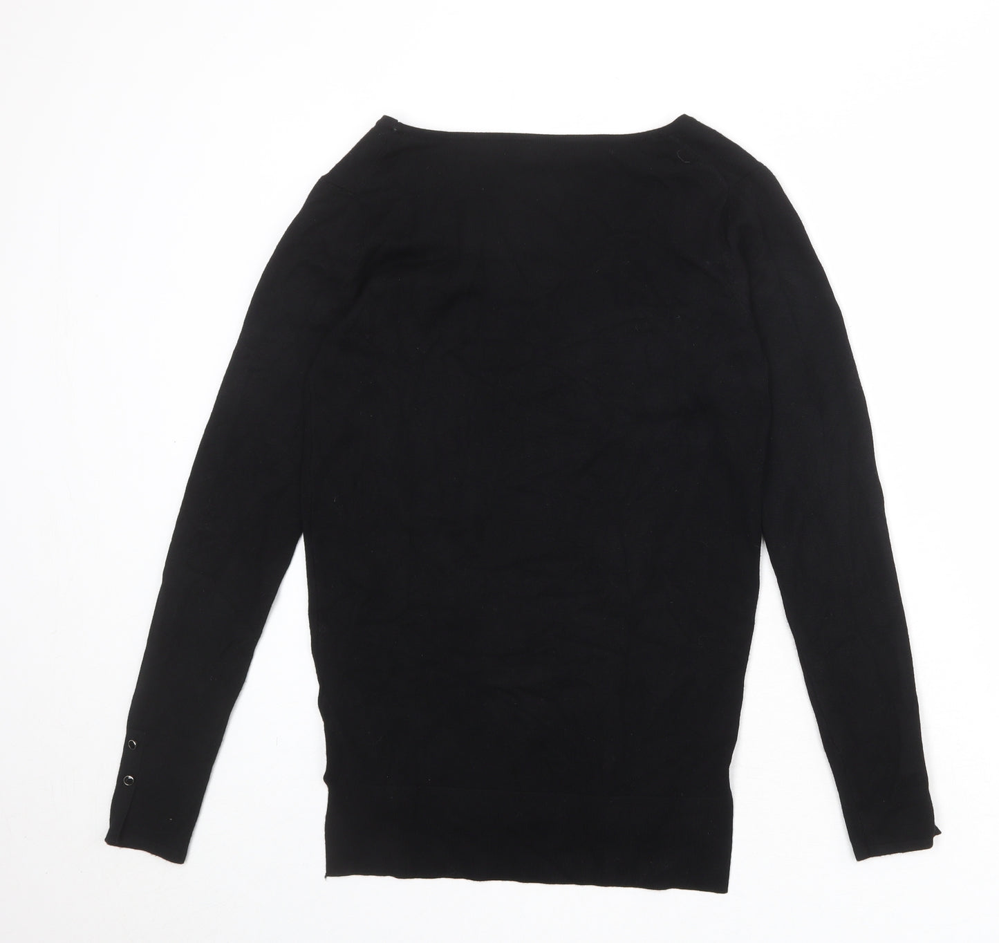 Encuentro Womens Black Scoop Neck Viscose Pullover Jumper Size M