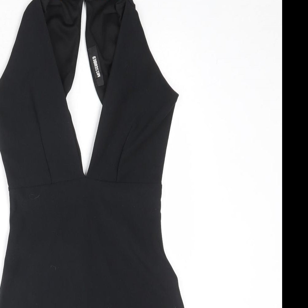 Missguided Womens Black Polyester Mini Size 6 Halter Button