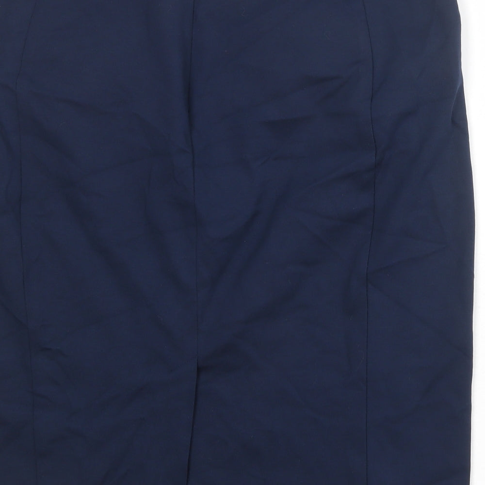 Marks and Spencer Womens Blue Viscose Straight & Pencil Skirt Size 18 Zip