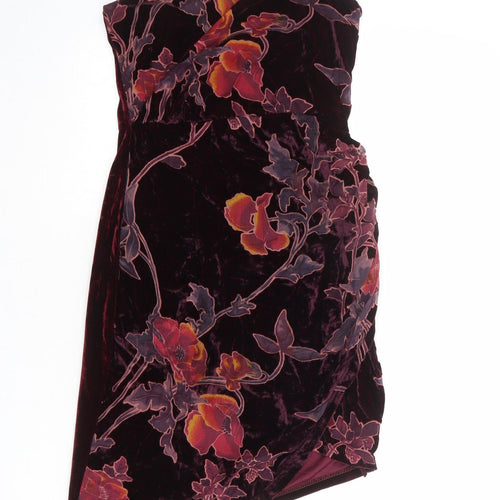 Parisian Womens Red Floral Polyester Tank Dress Size 8 V-Neck Zip
