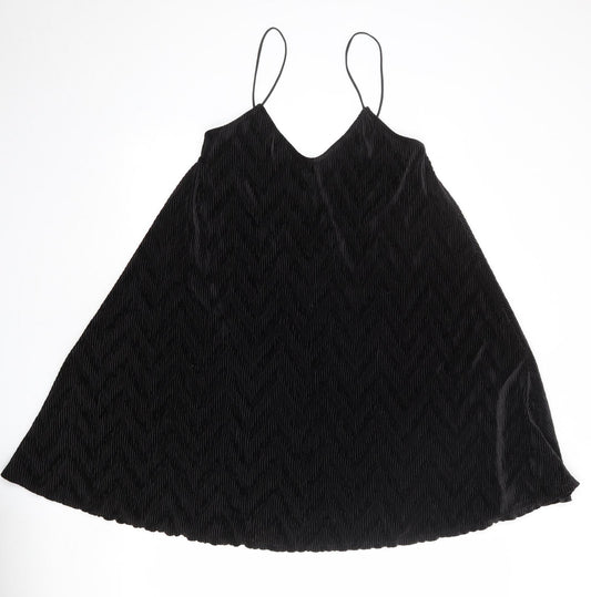 Marks and Spencer Womens Black Polyester Tank Dress Size 12 V-Neck Pullover