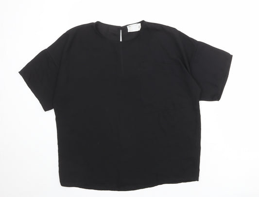 ASOS Womens Black Polyester Basic Blouse Size 8 Round Neck