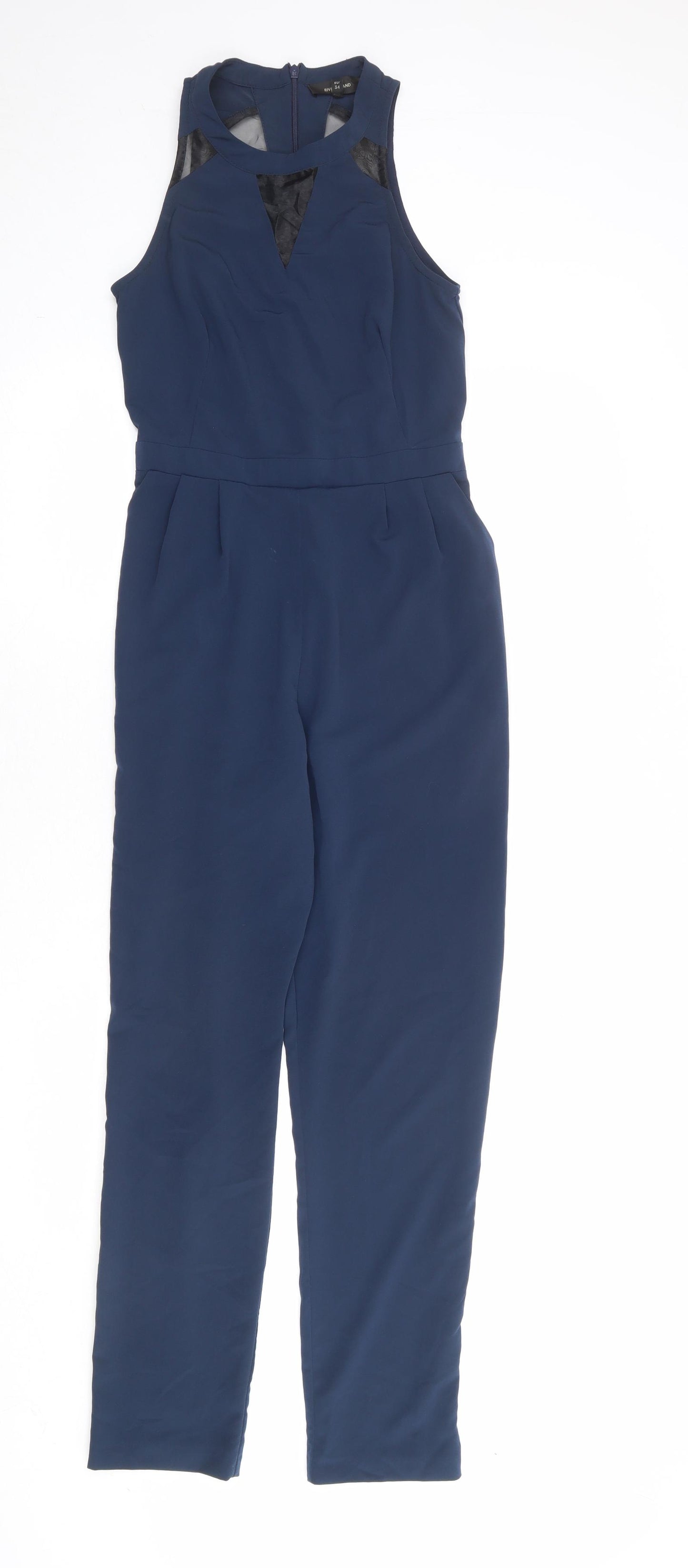 River Island Womens Blue Polyester Jumpsuit One-Piece Size 8 Zip