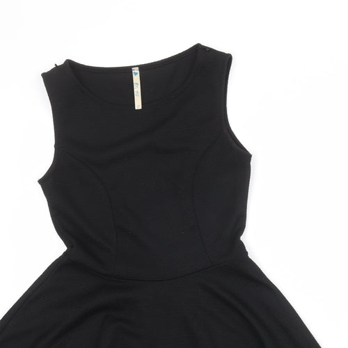 Blue Vanilla Womens Black Polyester Skater Dress Size S Round Neck Pullover