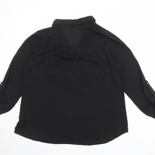 New Look Womens Black Polyester Basic Blouse Size 12 Collared