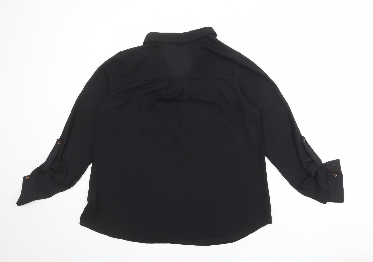 New Look Womens Black Polyester Basic Blouse Size 12 Collared