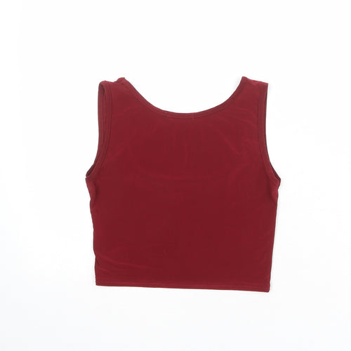 Boohoo Womens Red Polyester Cropped Tank Size 8 Round Neck
