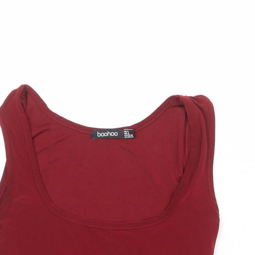 Boohoo Womens Red Polyester Cropped Tank Size 8 Round Neck