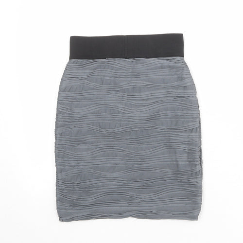 H&M Womens Grey Polyester A-Line Skirt Size 6