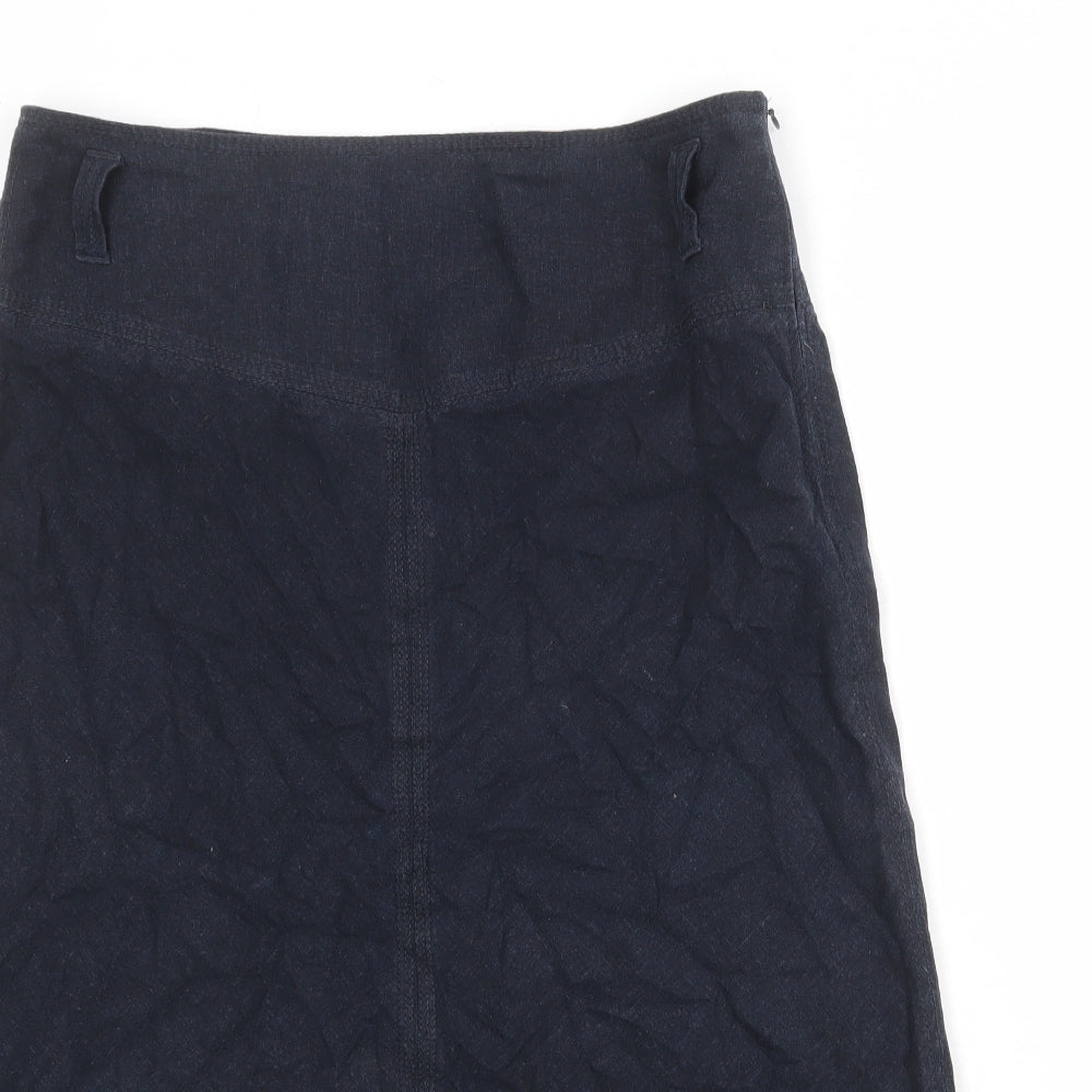 Marks and Spencer Womens Blue Linen A-Line Skirt Size 12 Zip