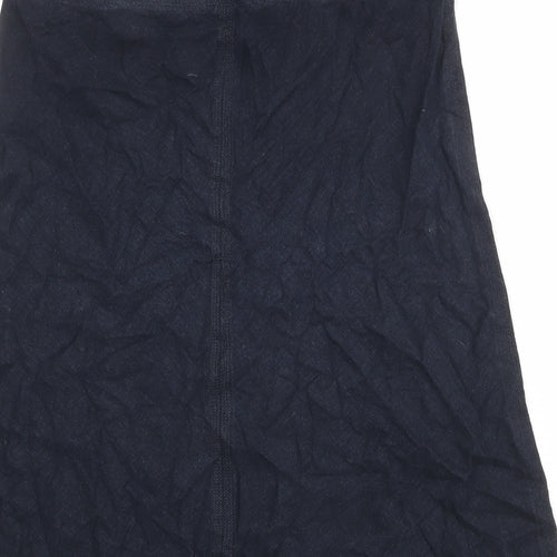 Marks and Spencer Womens Blue Linen A-Line Skirt Size 12 Zip