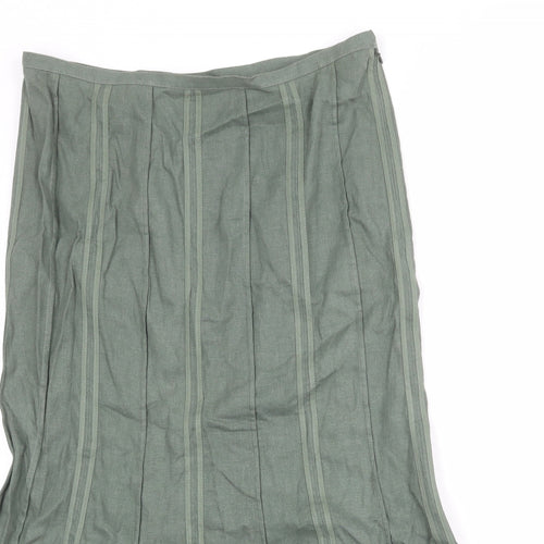 Principles Womens Green Striped Viscose Swing Skirt Size 12 Zip