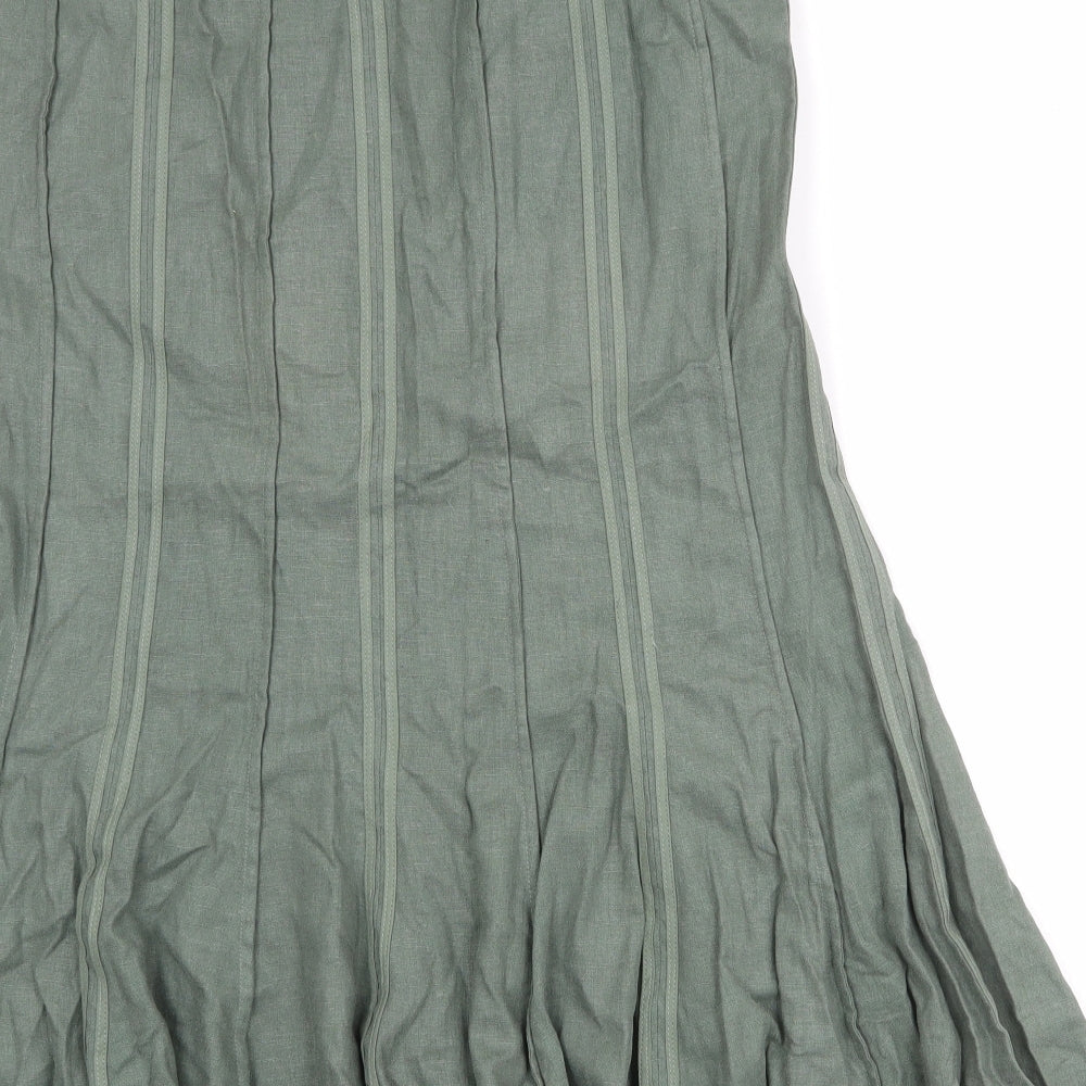 Principles Womens Green Striped Viscose Swing Skirt Size 12 Zip