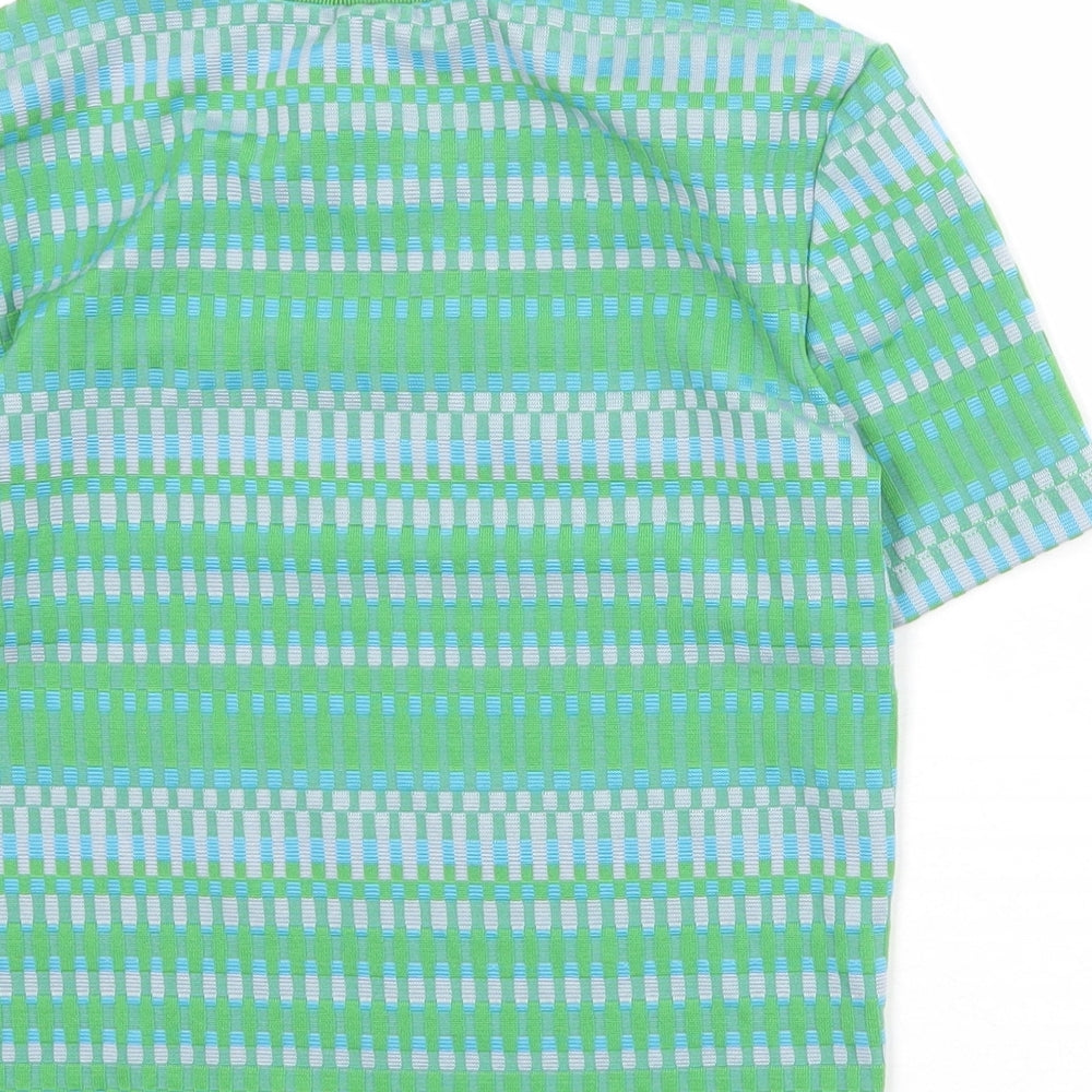Zara Womens Multicoloured Geometric Polyester Basic T-Shirt Size S Round Neck