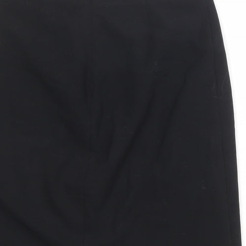 Marks and Spencer Womens Black Polyester Straight & Pencil Skirt Size 8 Zip