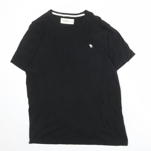 Abercrombie & Fitch Mens Black Cotton T-Shirt Size L Round Neck