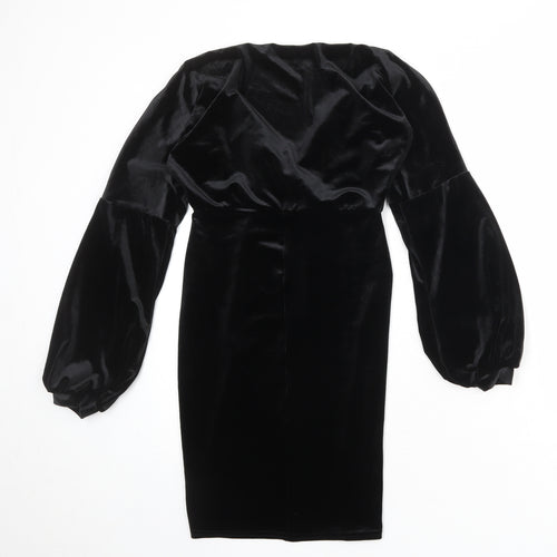 Boohoo Womens Black Polyester Bodycon Size 6 V-Neck Pullover