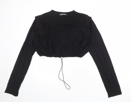 The Krypt Womens Black 100% Cotton Cropped Blouse Size S Round Neck