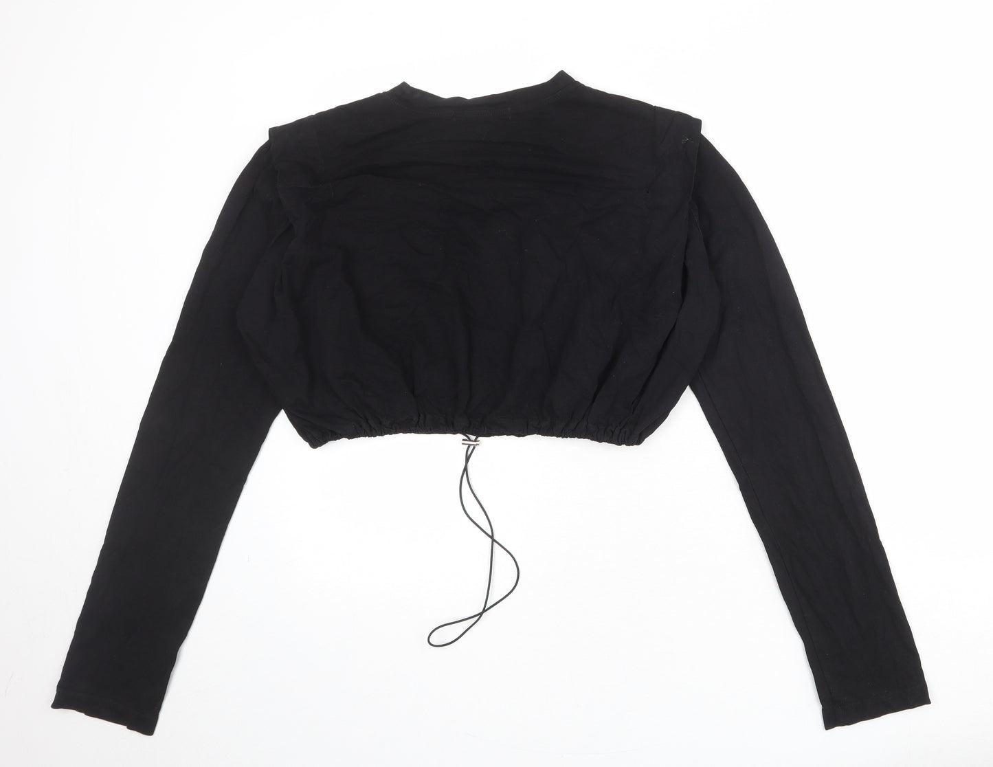 The Krypt Womens Black 100% Cotton Cropped Blouse Size S Round Neck