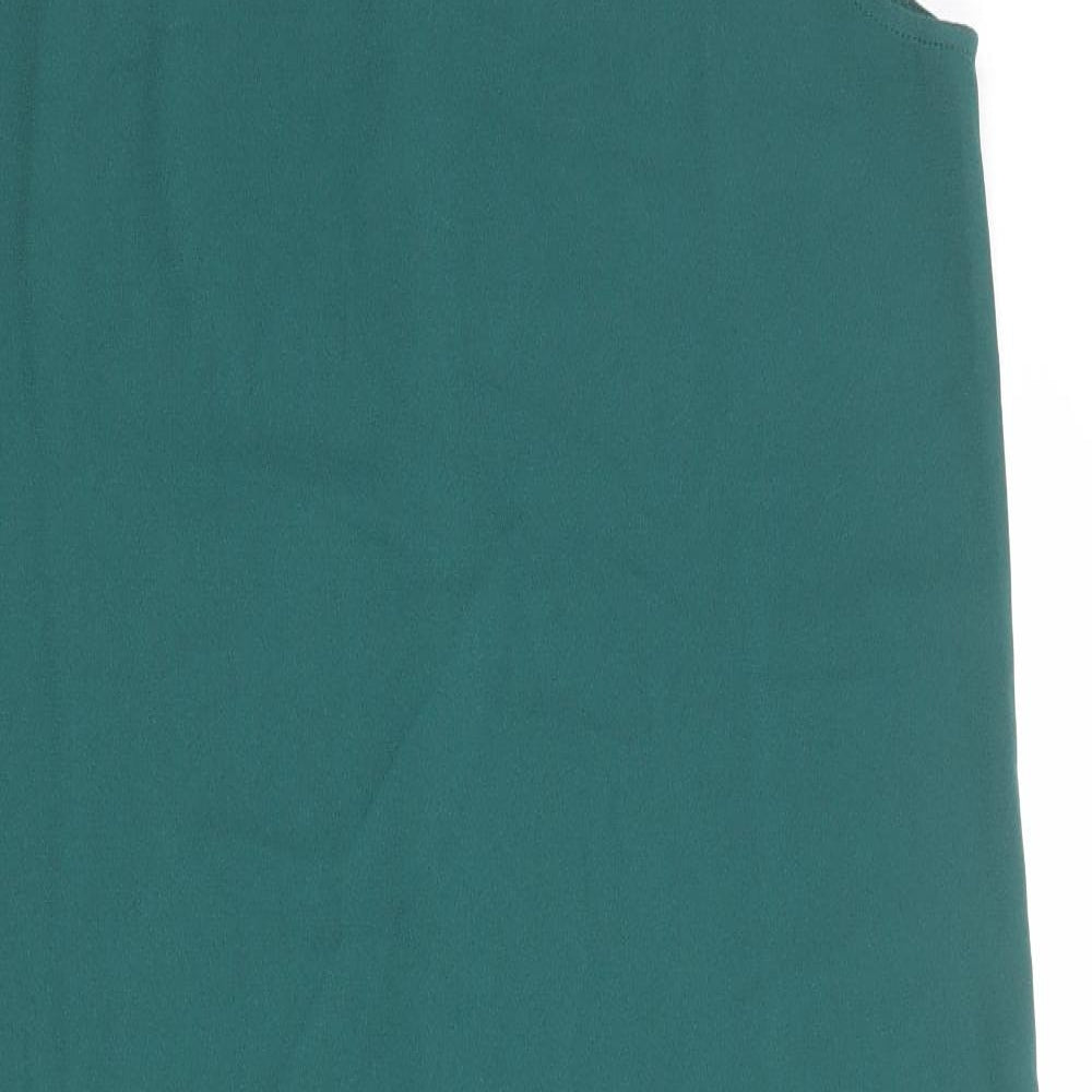 La Redoute Womens Green Polyester A-Line Size 14 Round Neck Button