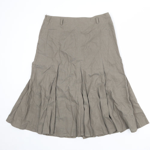 M&Co Womens Brown Linen Swing Skirt Size 10 Zip