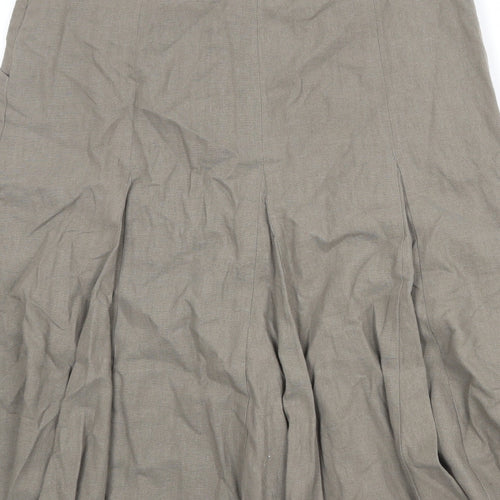 M&Co Womens Brown Linen Swing Skirt Size 10 Zip