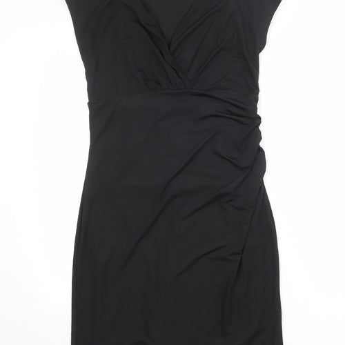 Laura Scott Womens Black Polyester Sheath Size M V-Neck Pullover