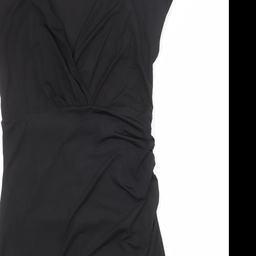 Laura Scott Womens Black Polyester Sheath Size M V-Neck Pullover