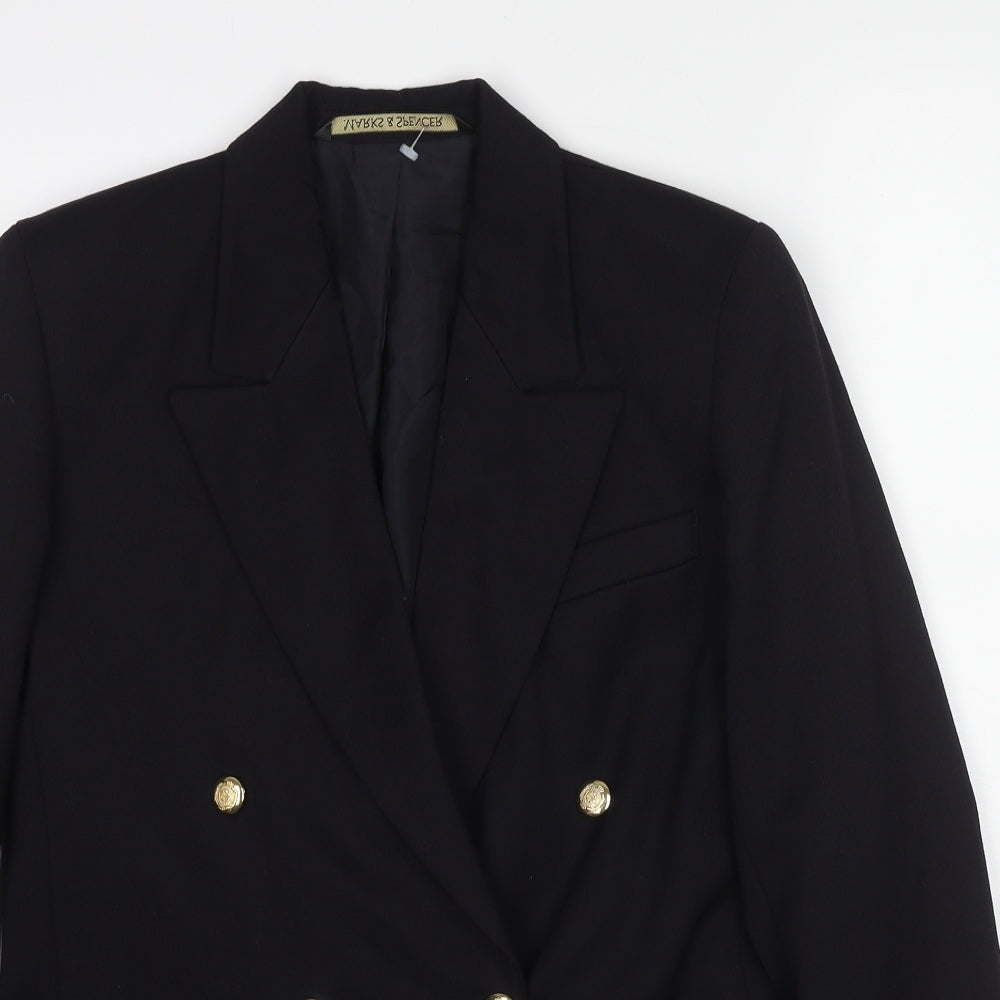Marks and Spencer Womens Black Wool Jacket Blazer Size 8