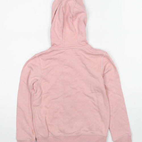 Marks and Spencer Girls Pink Cotton Full Zip Hoodie Size 6-7 Years Zip
