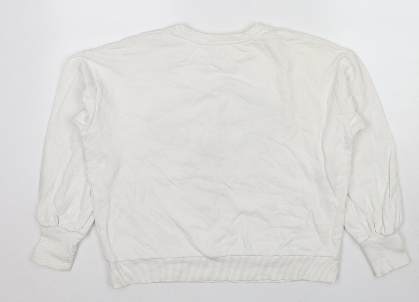 River Island Womens White Cotton Pullover Sweatshirt Size S Pullover