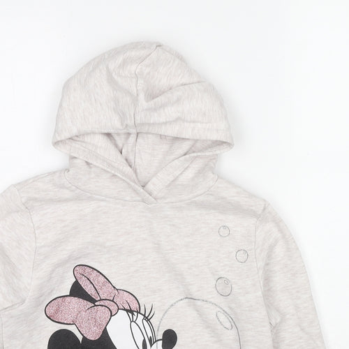 H&M Girls Beige Cotton Pullover Hoodie Size 8-9 Years Pullover - Minnie Mouse