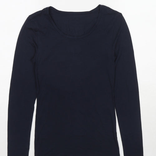 Marks and Spencer Womens Blue Acrylic Basic T-Shirt Size 10 Boat Neck