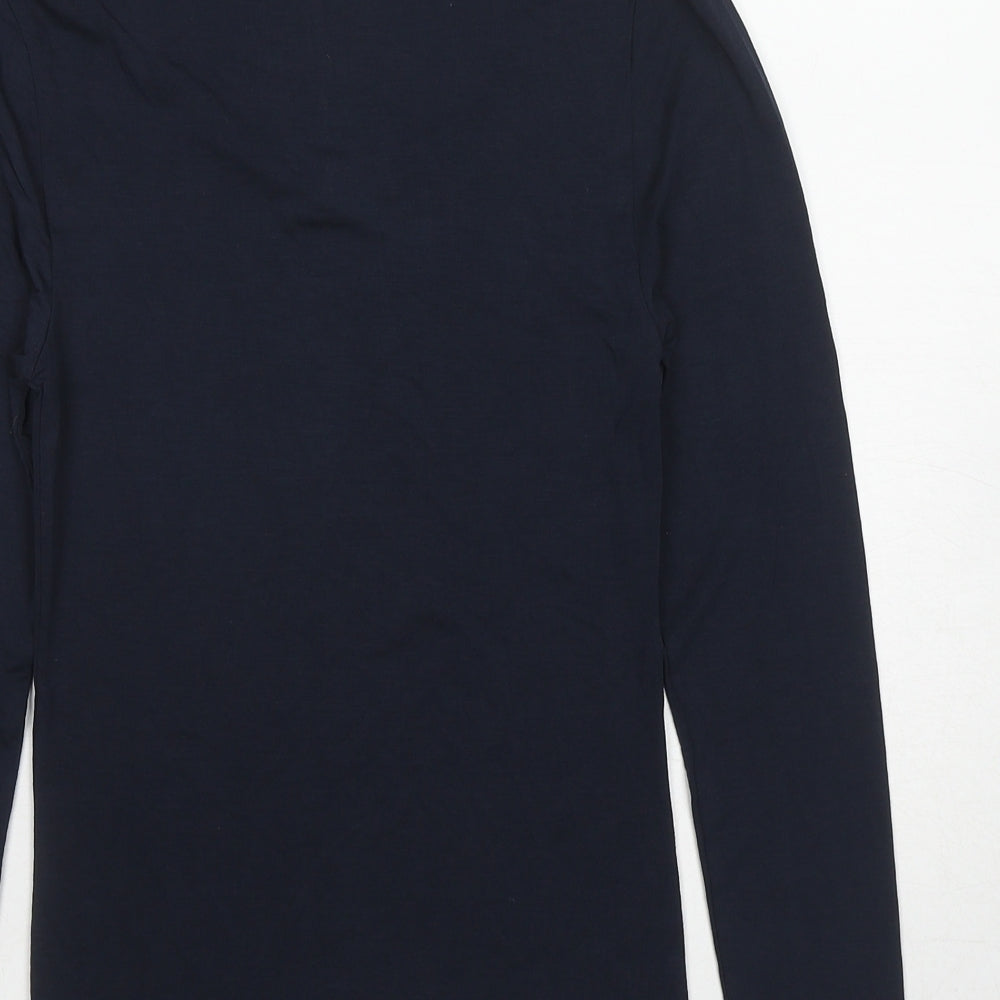 Marks and Spencer Womens Blue Acrylic Basic T-Shirt Size 10 Boat Neck