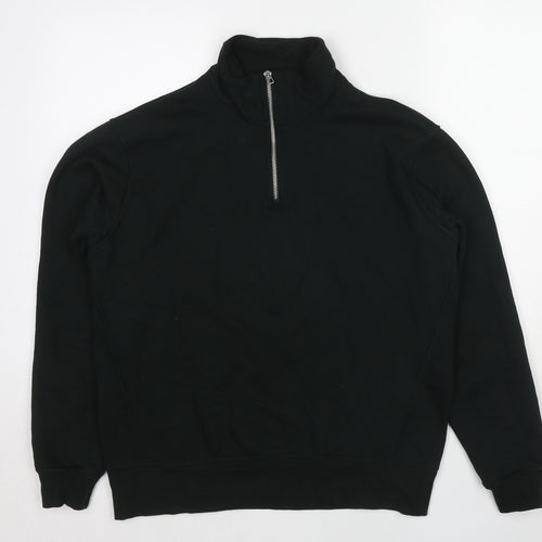 Zara Mens Black Polyester Pullover Sweatshirt Size M