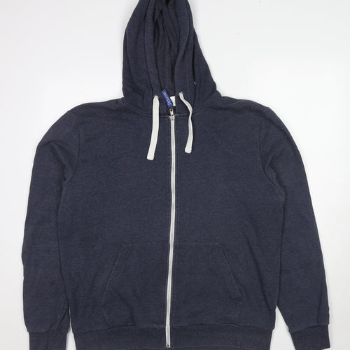 Divided by H&M Mens Blue Cotton Full Zip Hoodie Size XL