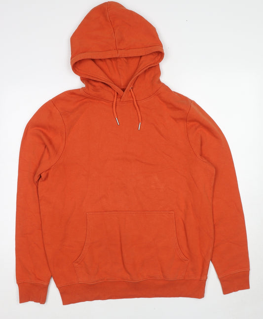 New Look Mens Orange Cotton Pullover Hoodie Size M