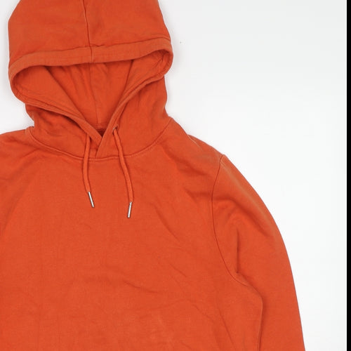 New Look Mens Orange Cotton Pullover Hoodie Size M