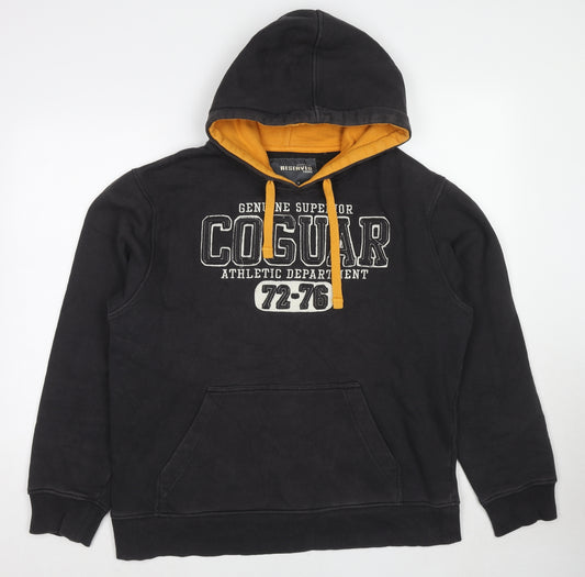 RESERVED Mens Black Cotton Pullover Hoodie Size XL