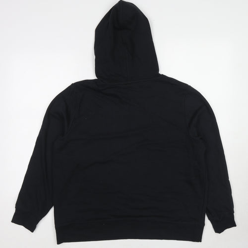 Marks and Spencer Womens Black Cotton Pullover Hoodie Size 16 Pullover