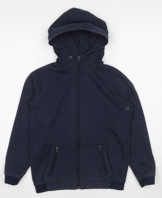 Marks and Spencer Boys Blue Cotton Full Zip Hoodie Size 9-10 Years Zip