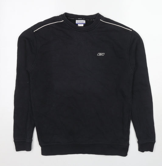Reebok Mens Black Cotton Pullover Sweatshirt Size XS