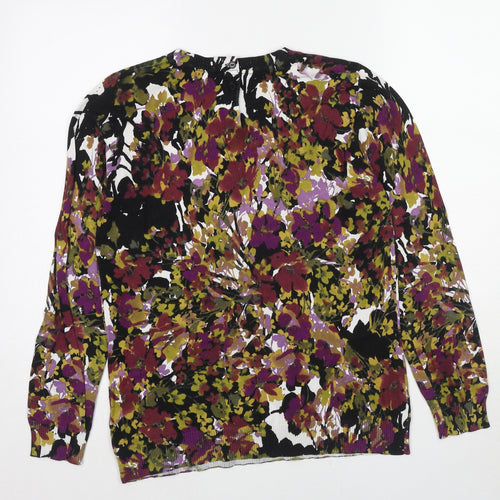 Mercer & Madison Womens Multicoloured Round Neck Floral Cotton Pullover Jumper Size M