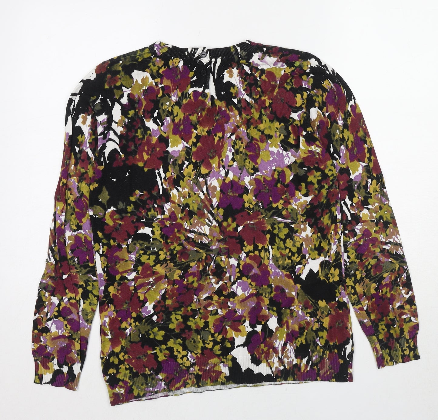Mercer & Madison Womens Multicoloured Round Neck Floral Cotton Pullover Jumper Size M