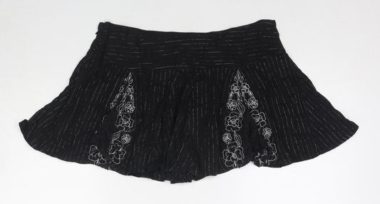 Bay Womens Black Geometric Cotton Mini Skirt Size 12 Zip