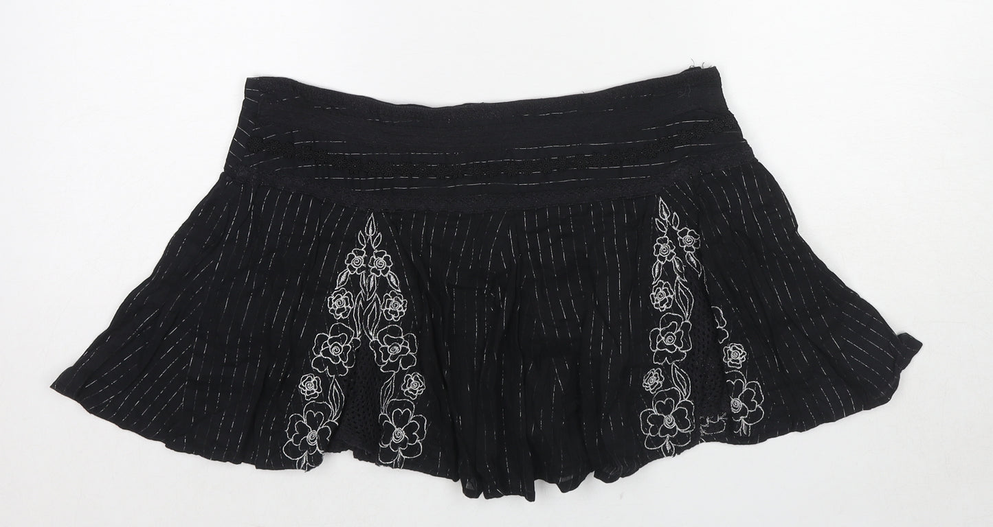 Bay Womens Black Geometric Cotton Mini Skirt Size 12 Zip